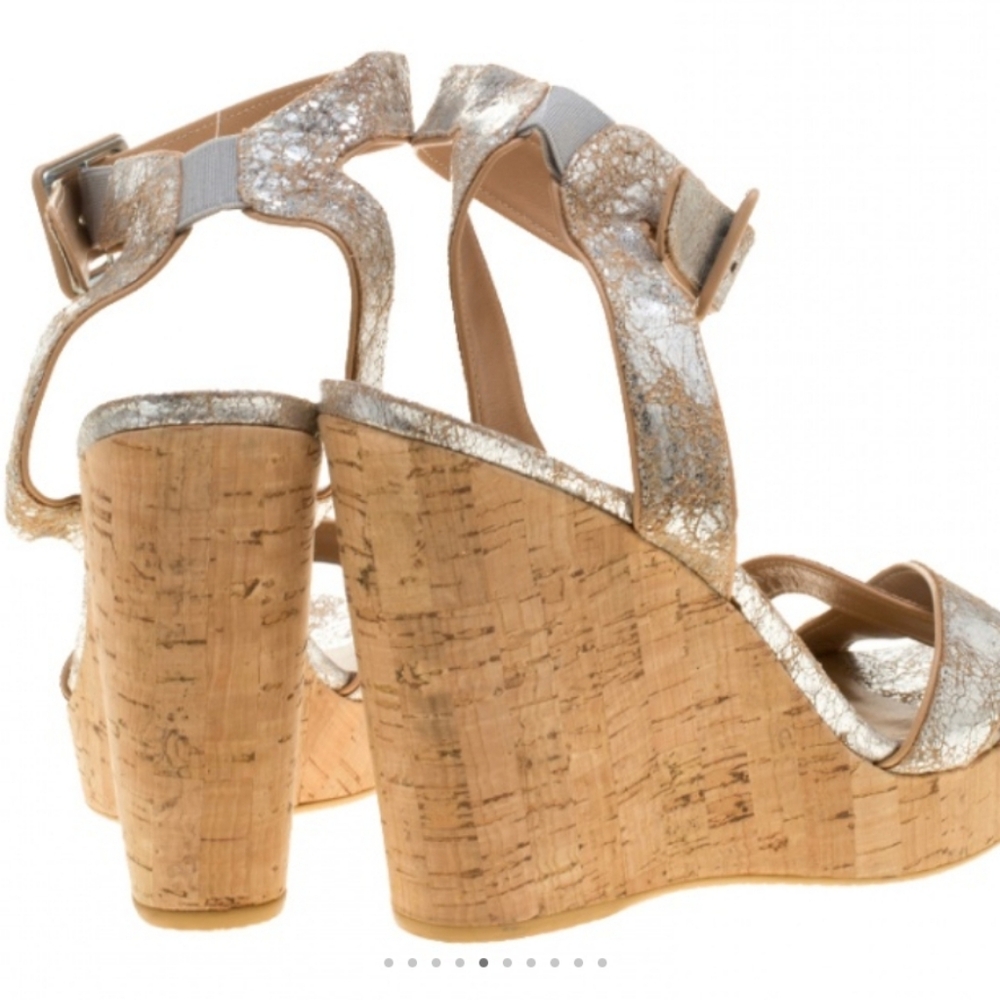 Stuart Weitzman Metallic Silver Embossed Suede Cr… - image 3